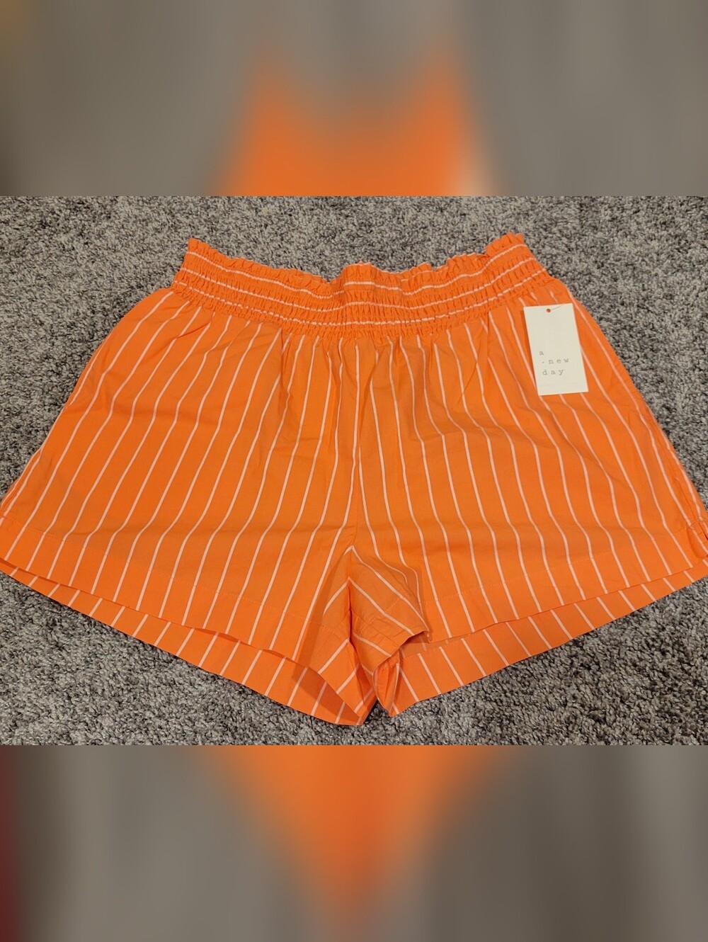 A New Day Orange Striped Shorts Size M NWT - Picture 1 of 4